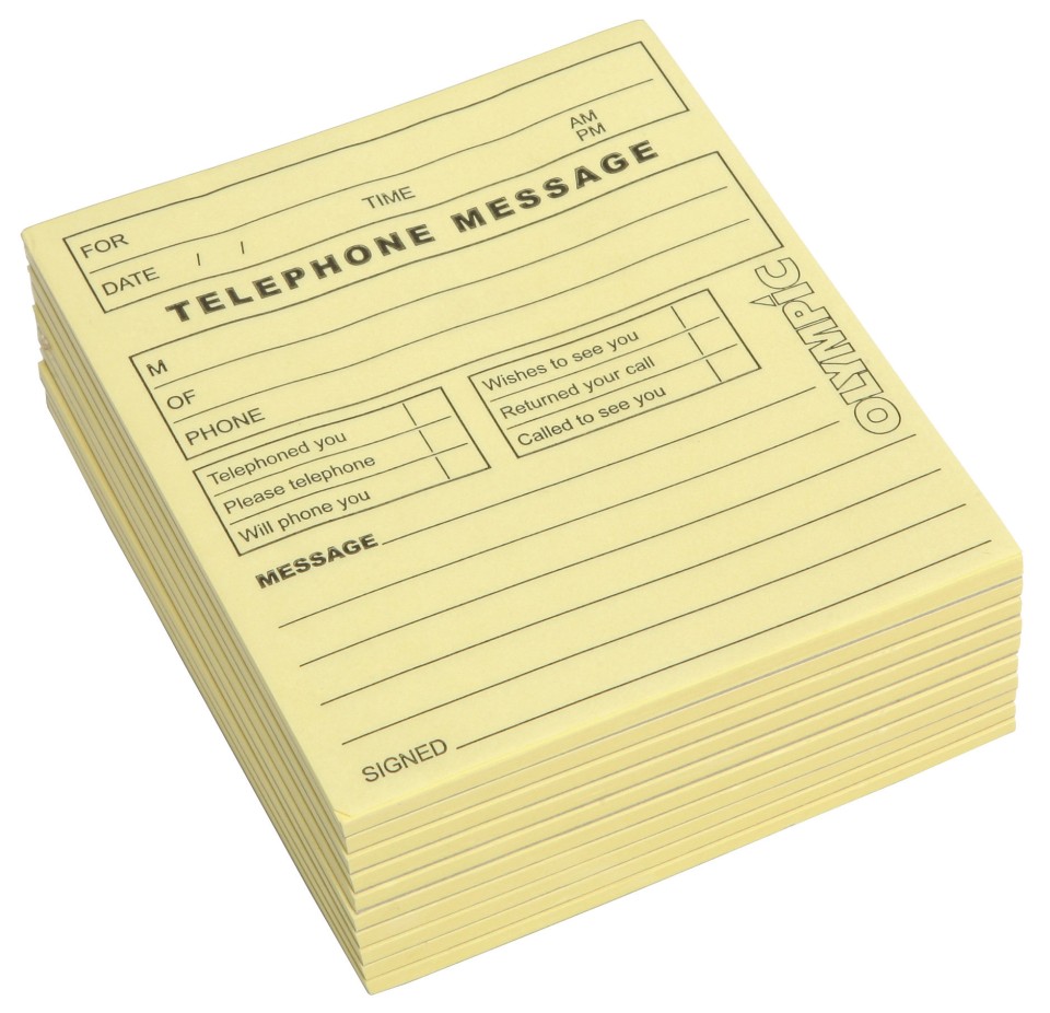 Olympic Telephone Message Pad 115 x 99mm 50 Leaf Yellow
