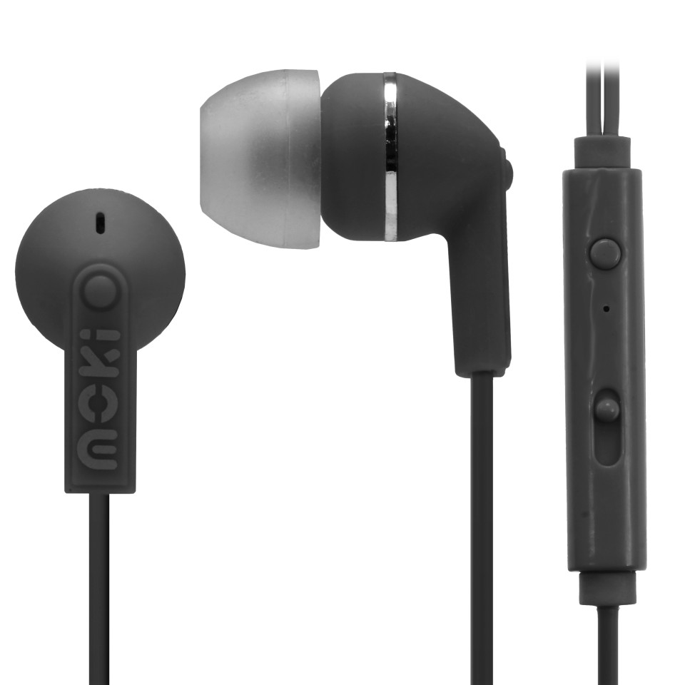 Moki Ear Buds Wired Noise Isolation With Micrphone and Control Black