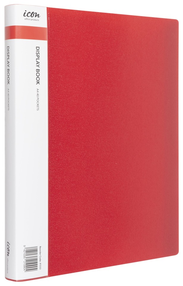 Icon Display Book With Insert Spine A4 40 Pocket Red