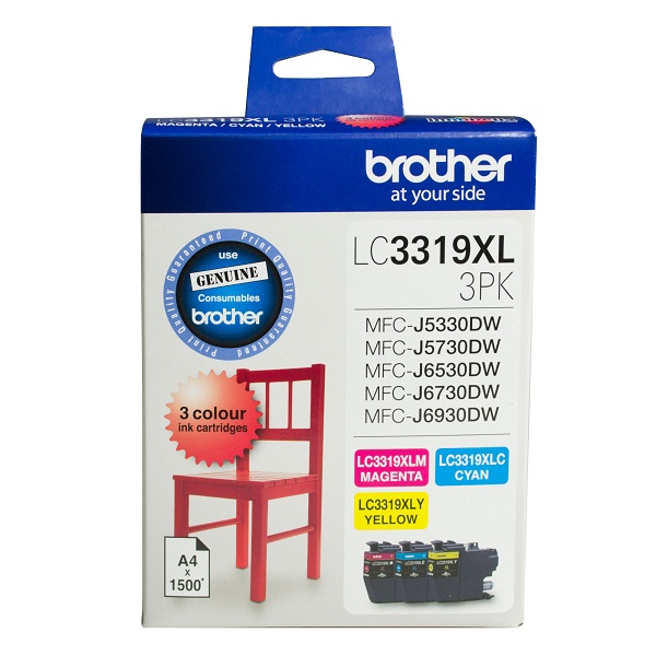 Brother Inkjet Ink Cartridge LC3319XL High Yield Tri Colour Pack 3