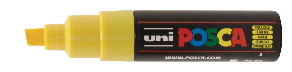 Uni Posca Paint Marker Chisel Tip Bold PC-8K 8.0mm Yellow