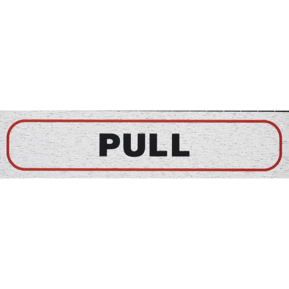 Rosebud Sign *Pull* (Horizontal) Brushed Aluminium Self Adhesive 140 x 40mm