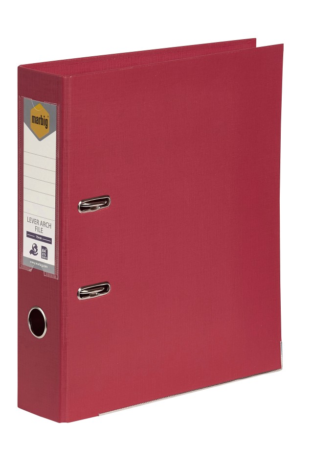 Marbig Lever Arch File PE Linen A4 Deep Red