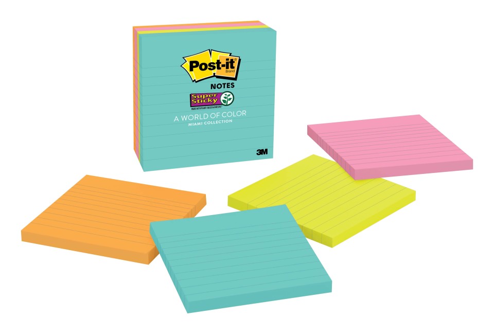 Post-it Super Sticky Self Adhesive Notes 675-4SSMIA Supernova 101 x 101mm Assorted Colours Pack 4