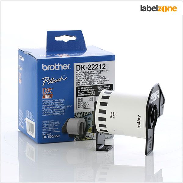 Brother Labelling Tape Continuous Film DK-22212 QL 62mmx15.24m Black On White