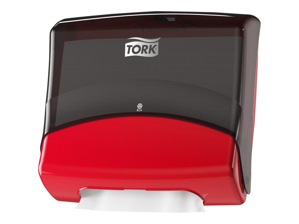 Tork W4 Folded Dispenser Red & Smoke 654008