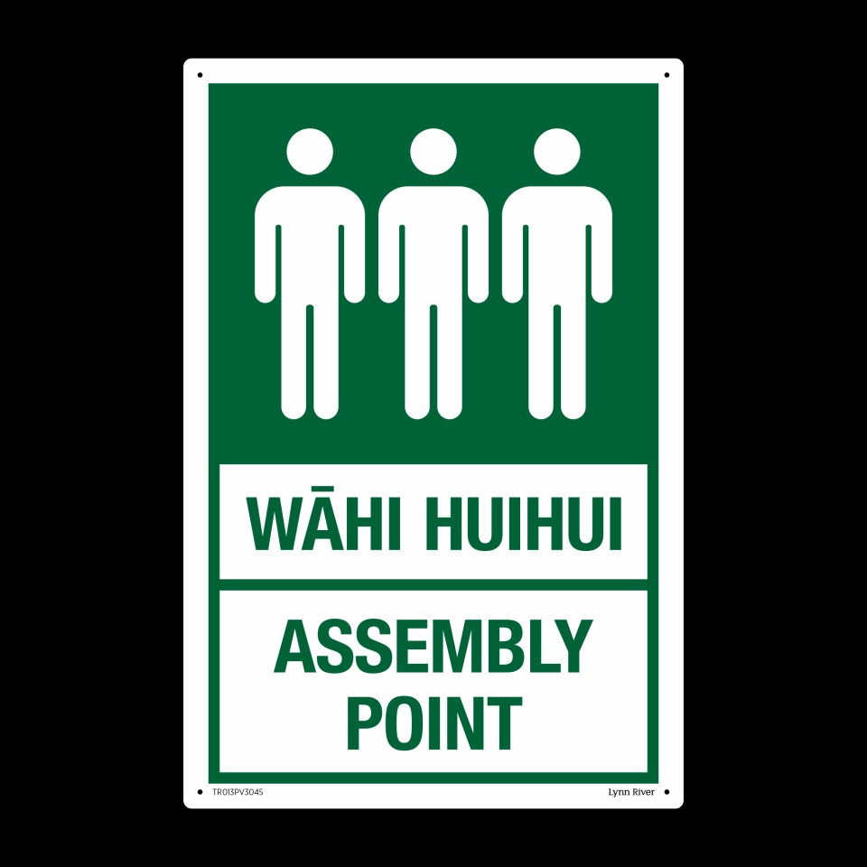Safety Sign Te Reo Wahi Huihui - Assembly Point PVC 300x450mm