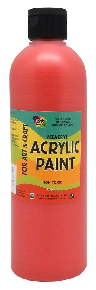 5 Star NZACRYL Acrylic Paint 500ml Metallic Red