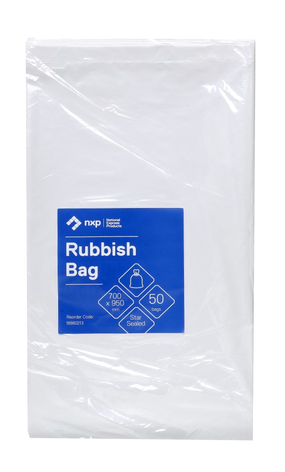 Rubbish Bag 66L 950 x 700 White LDPE 30 mu pack of 50