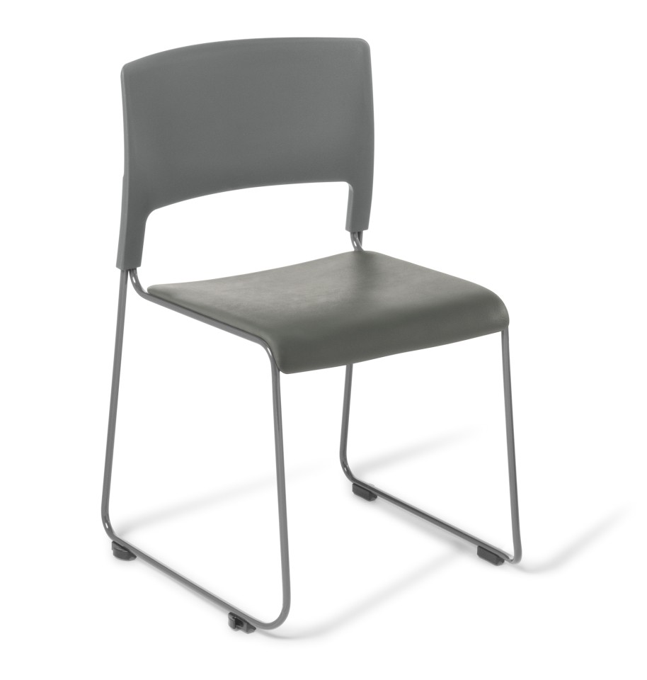 Eden Slim Grey Chair With Grey Vinyl Upholstered Seat