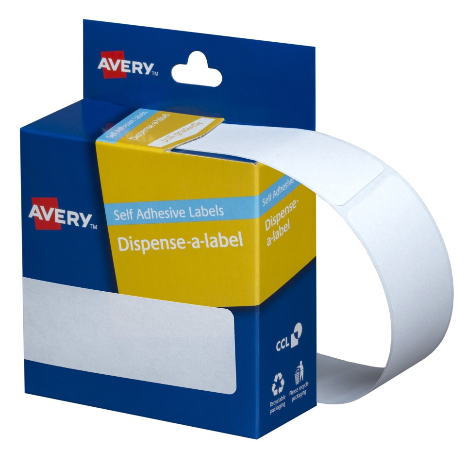 Avery Rectangle Stickers Dispenser Hand writable 937226 101x24mm White Pack 160