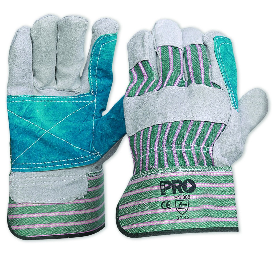 Glove Cotton Split-Leather With Reinforced Palm