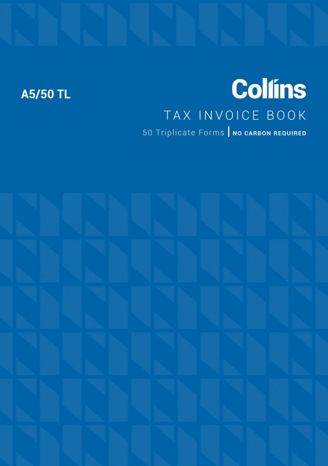 Collins Tax Invoice Book No Carbon Required A5/50 TL 50 Triplicates
