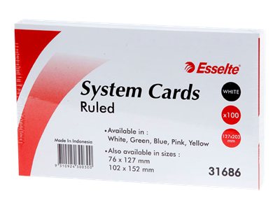 Esselte System Cards Ruled 203x127mm (8x5) White Pack 100