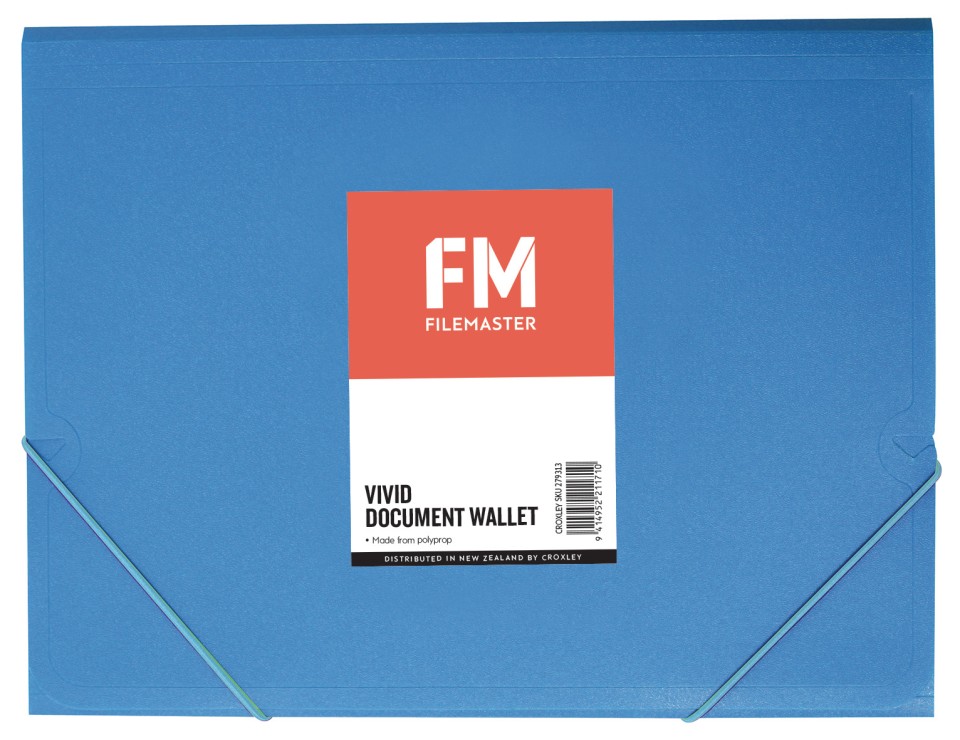 FM Vivid Document Wallet A4 Ice Blue Pack 3