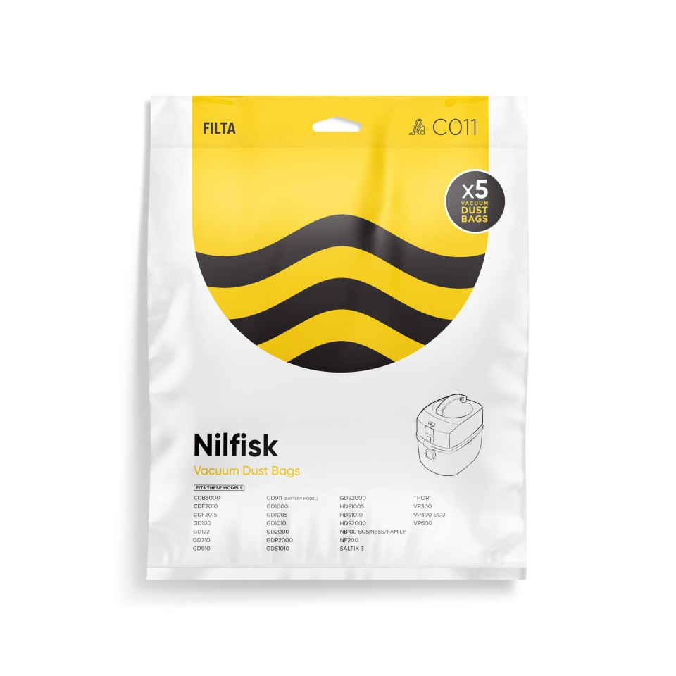 Filta Nilfisk GD Series Microfibre Vacuum Cleaner Bags 20016 Pack of 5