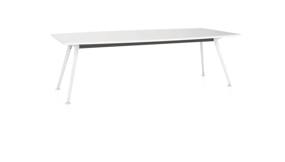 Knight Team Meeting Table 2400(w)x1200(d)mm White Top With White Base