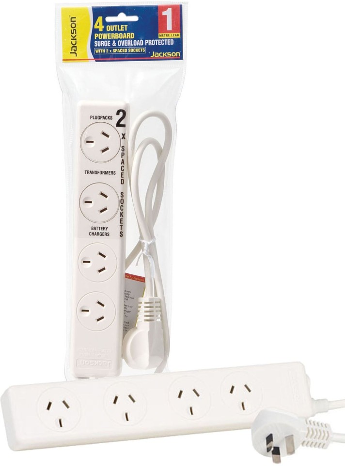 Jackson Powerboard 4 Outlet Protected 0.9m Cord