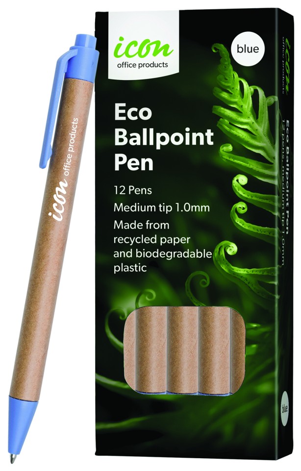 Icon Ballpoint Pen Eco Retractable 1.0mm Blue Pack 12