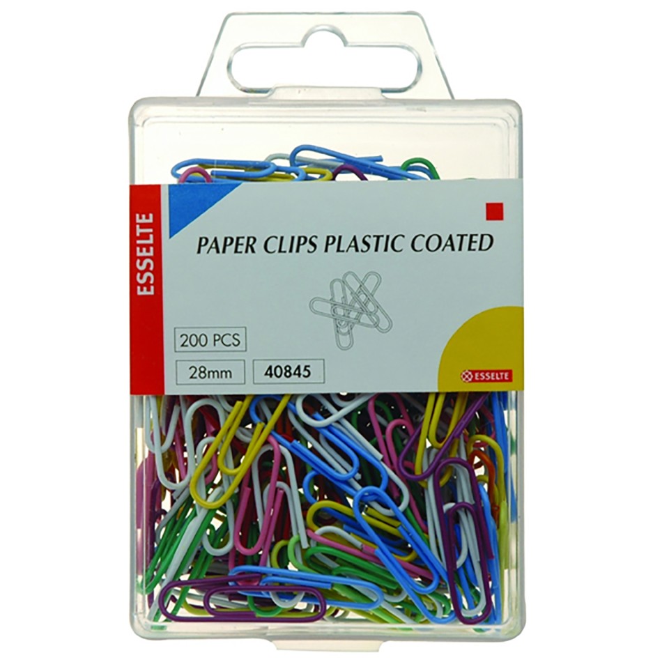 Esselte Paper Clips 28mm Coloured Pack 200