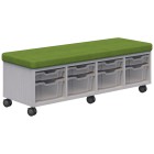 Ako Sit & Store. 470h X 1380l X 450d. Silver Strata Carcass With Ashcroft Kiwi Upholstery. image
