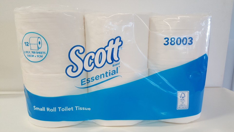 Scott Essential Small Roll Toilet Tissue 2 Ply White 700 Sheets per Roll 38003 Carton of 48
