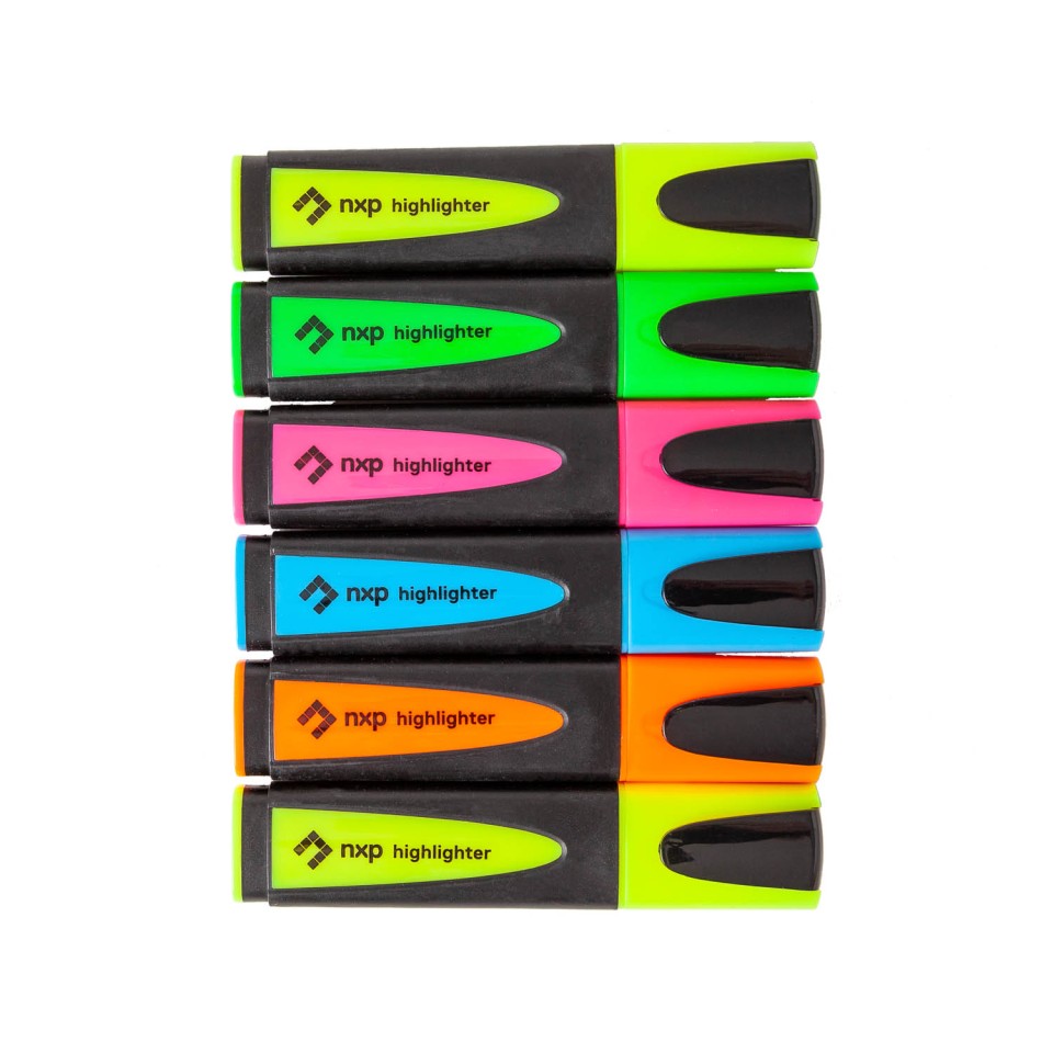 NXP Highlighters Assorted Colours Box 6