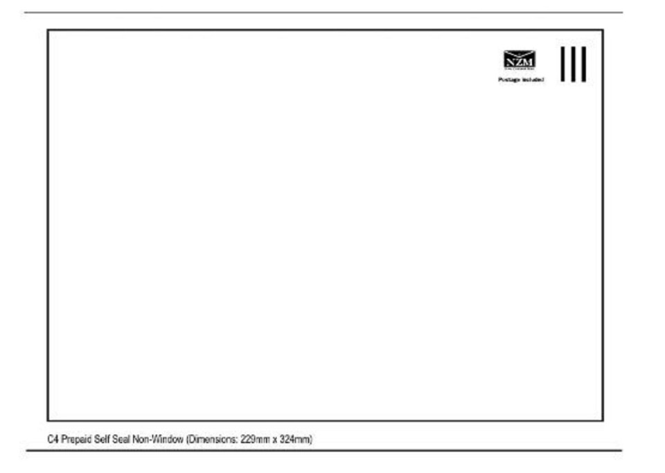 NZM Prepaid Envelope Self Seal C4 229mm x 324mm White Pack 100