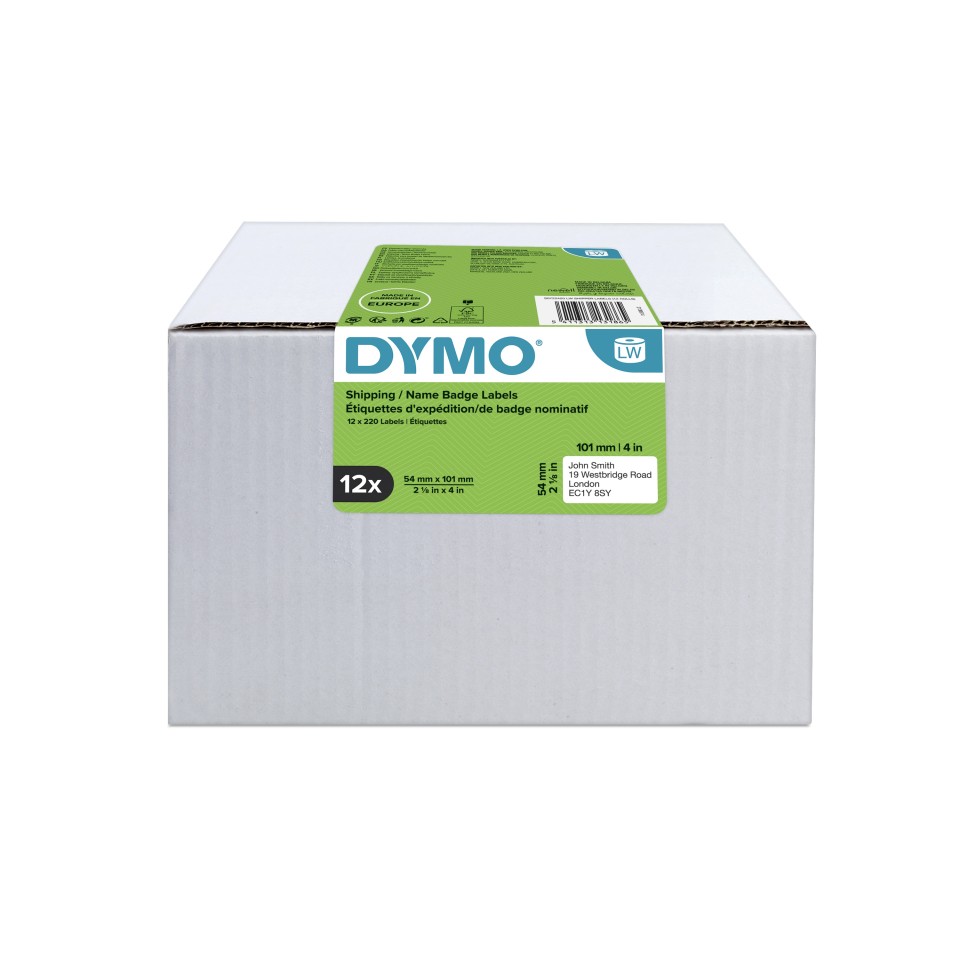 Dymo LabelWriter Shipping Labels 54mmx101mm Bulk Pack 12
