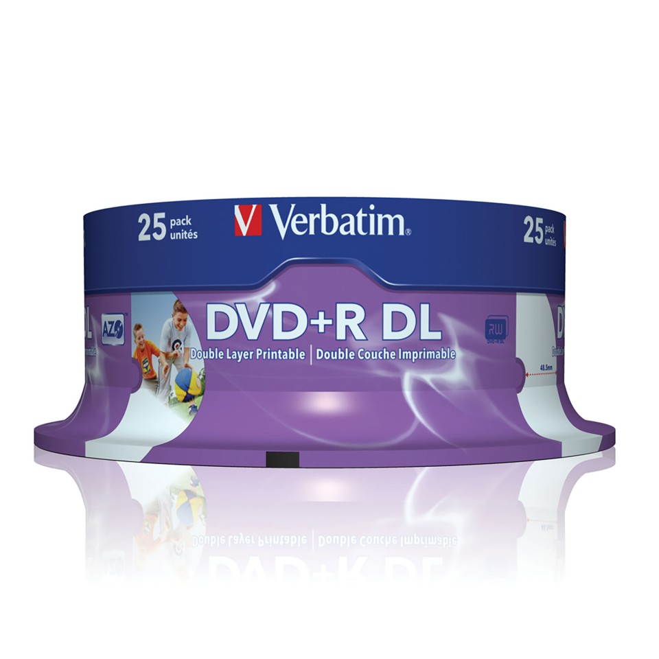 Verbatim DVD+R Discs 240 Min 8.5GB Pack 25