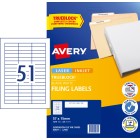 Avery Suspension Tab Filing Cards for Laser Inkjet Printers 57 x 15mm 1275 Labels (959075 / L7409) image