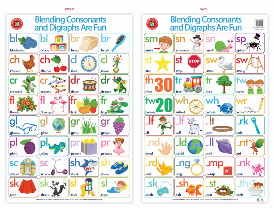 LCBF Wall Chart Poster Blending Consonants 500 x 740mm
