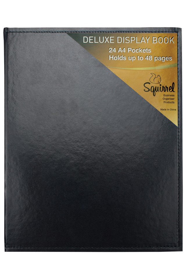 Squirrel Display Book Deluxe Leatherette A4 24 Pocket Black