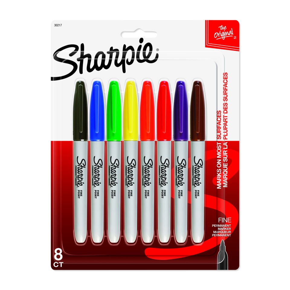 Sharpie Permanent Markers Fine Pack 8 Assorted Colours