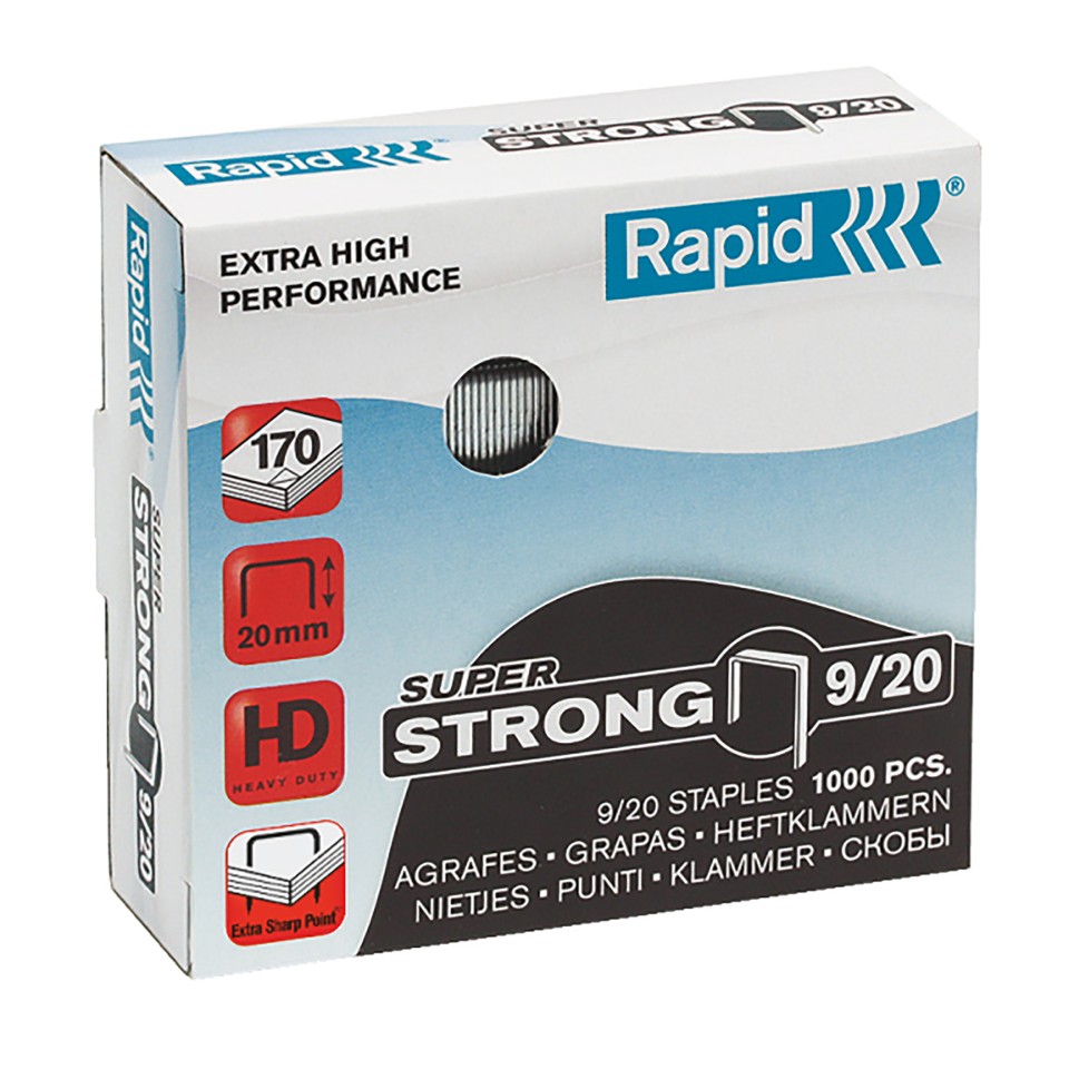 Rapid No. 9/20 Staples Super Strong Heavy Duty Box 1000