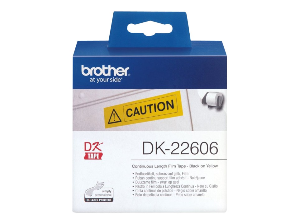 Brother DK-22606 QL Continuous Film Label Tape Black On Yellow 62x15.24m