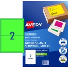 Avery Fluoro Green High Vis Shipping Labels Laser Print 199.6 x 143.5mm 20 Labels (959408 / L7168FG) image