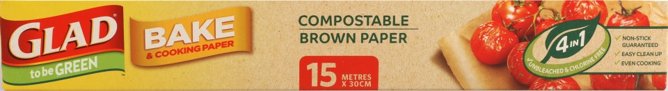 Glad To Be Green Baking Paper Compostable 30cmx15m Brown Brown
