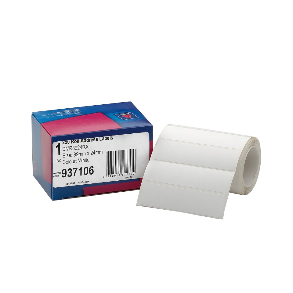 Avery Address Labels Hand writable Roll 937106 89x24mm White Roll 250
