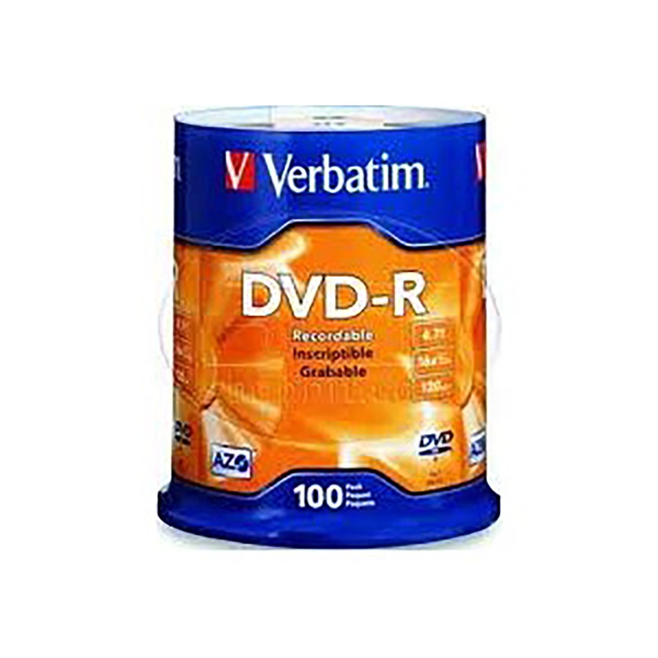 Verbatim DVD-R Discs White Printable 120 Min 4.7GB Pack 100