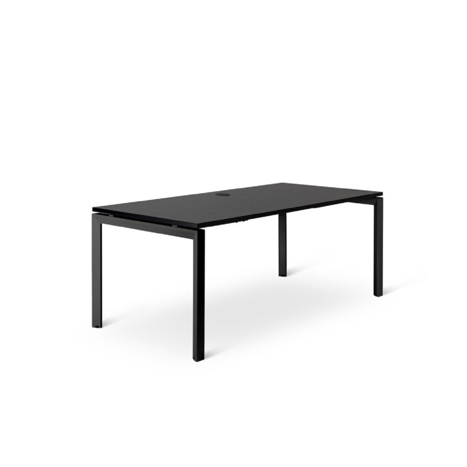 Novah Straight Desk 1200Wx600D Black Woodgrain Top / Black Frame