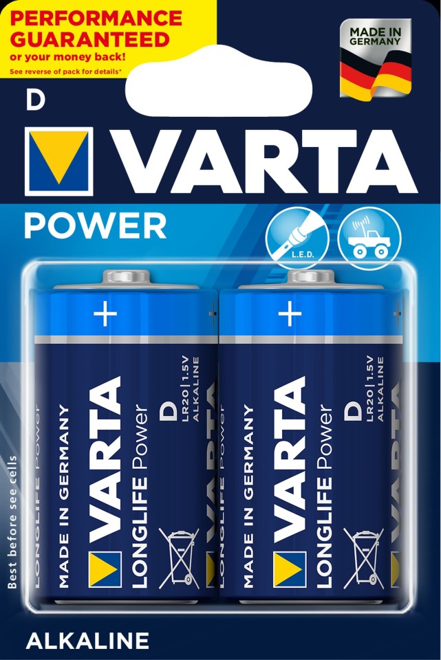 Varta Longlife D Battery Alkaline Pack 2