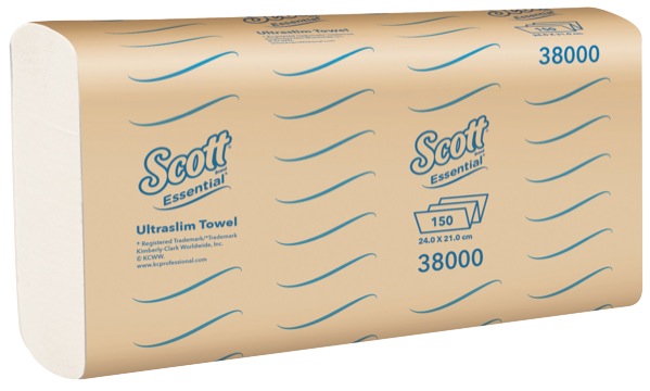 Scott Hand Towel Essential Ultraslim 38000 150 Sheets 24x21cm White Carton 16