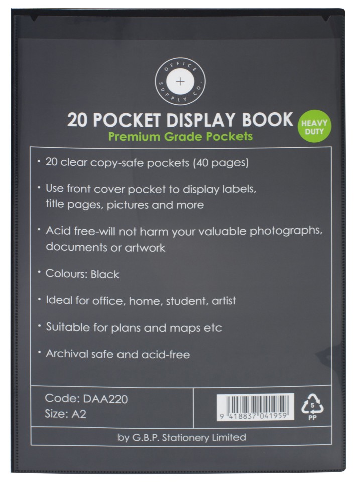 OSC Display Book 20 Pocket A2 Black