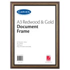 Carven Document Frame A3 Wall Mountable Redwood Finish With Gold Trim image