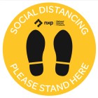 Covid-19 Social Distancing Stand Here Internal Floor Decals 400mm Round Ea image