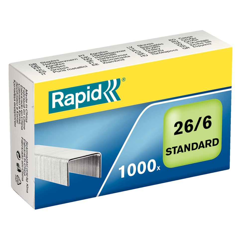 Rapid No. 26/6 Standard Staples 20 Sheets Box 1000