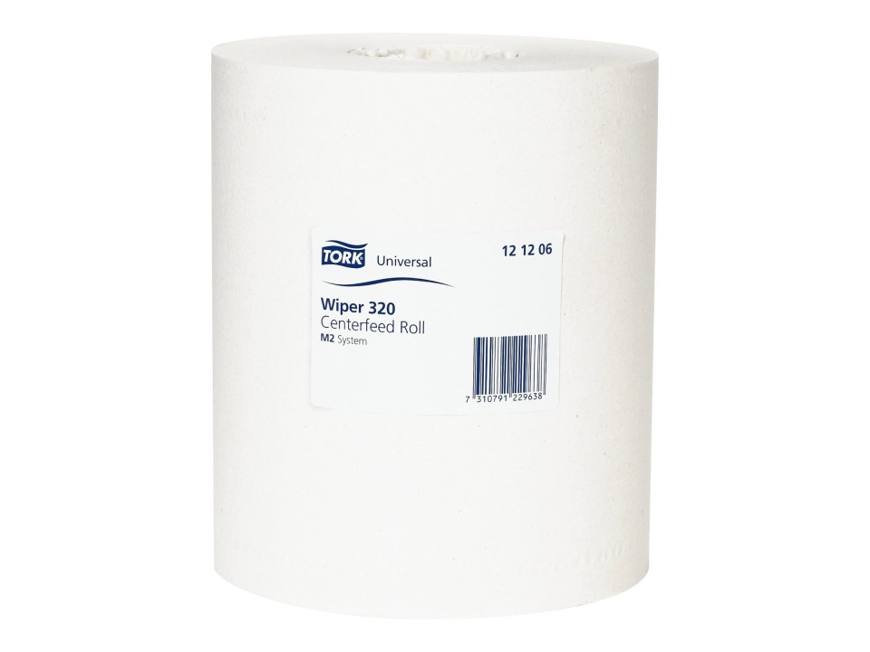 Tork M2 Universal Wiper 320 Centrefeed Roll 2 Ply White 160m Carton of 6