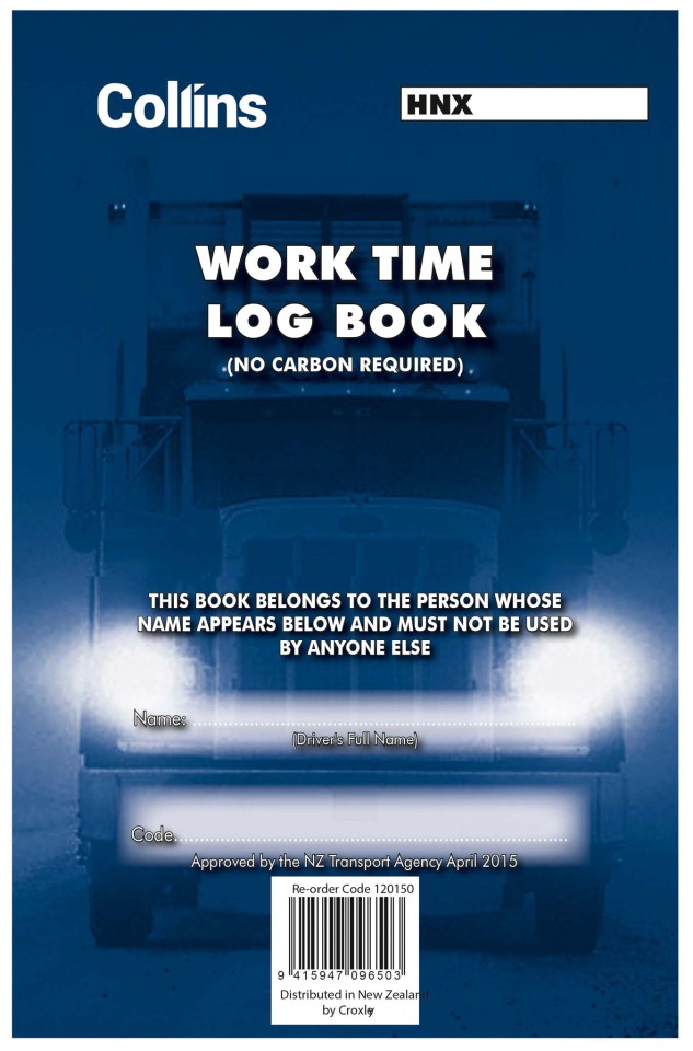Collins Work Time Log Book Triplicate A5