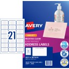 Avery Frosted Clear Address Labels Inkjet Printers, 63.5 x 38.1 mm, 525 Labels (936007 / J8560) image